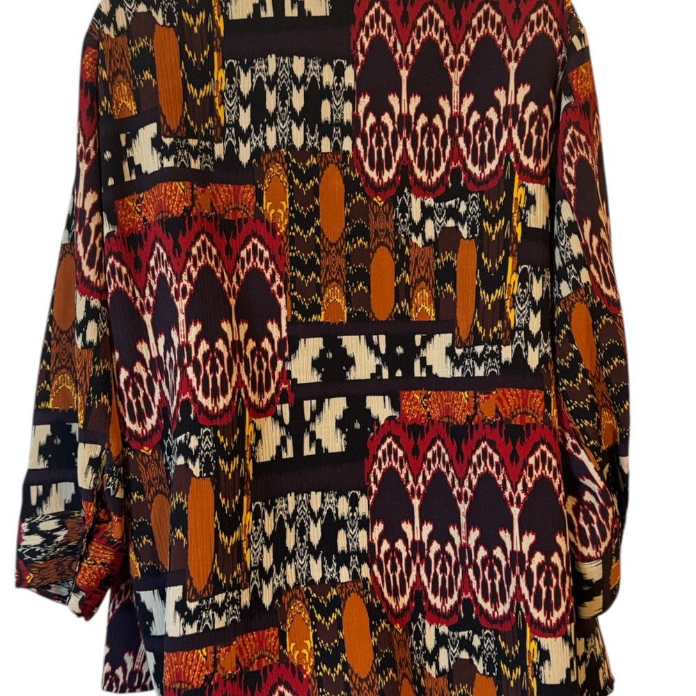 George Multi-Color Patterned Open Front Jacket - Black, Rust, Cream - Picture 7 of 9